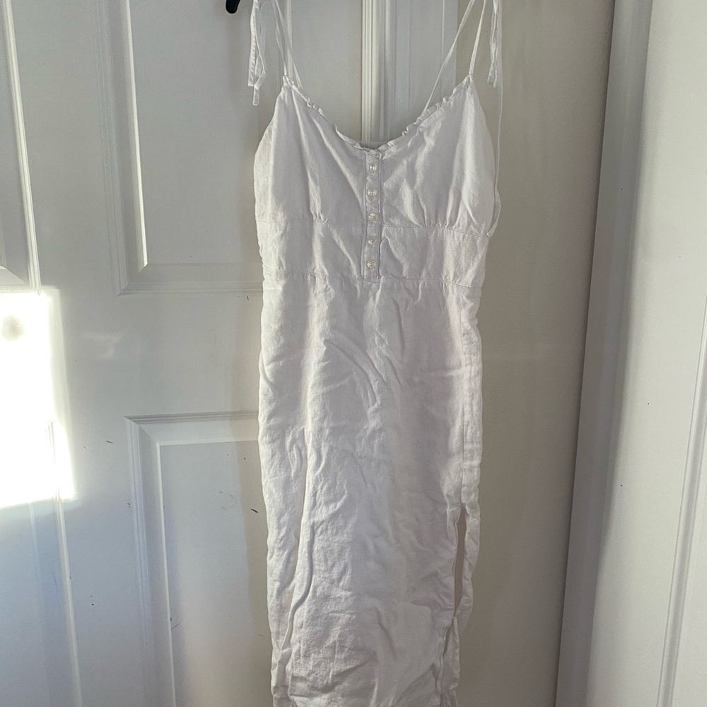 Abercrombie & Fitch white linen midi sundress with slit size M